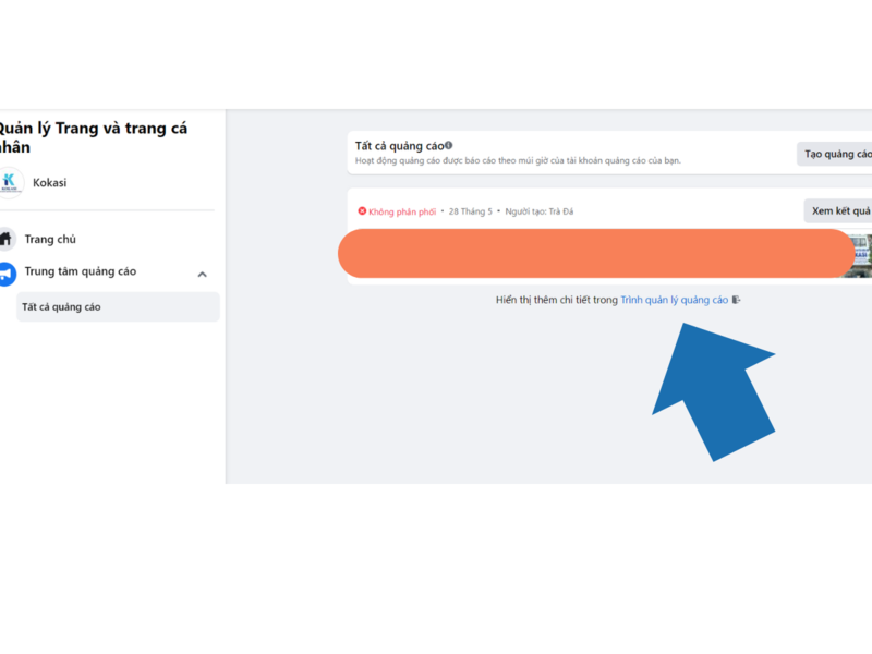Ở cuối trang, bạn chọn mục “Trình quản lý quảng cáo”