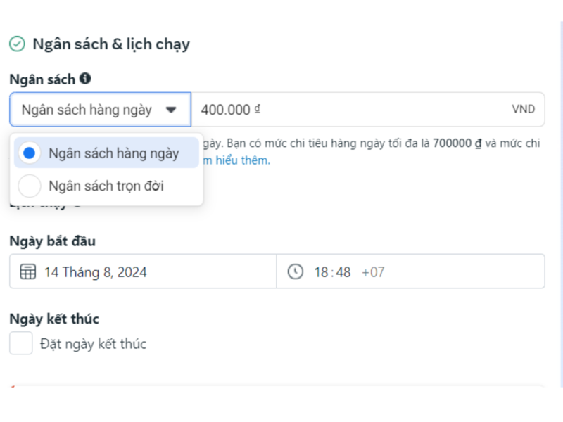 Bạn cần thiết lập ngân sách phù hợp cho quảng cáo