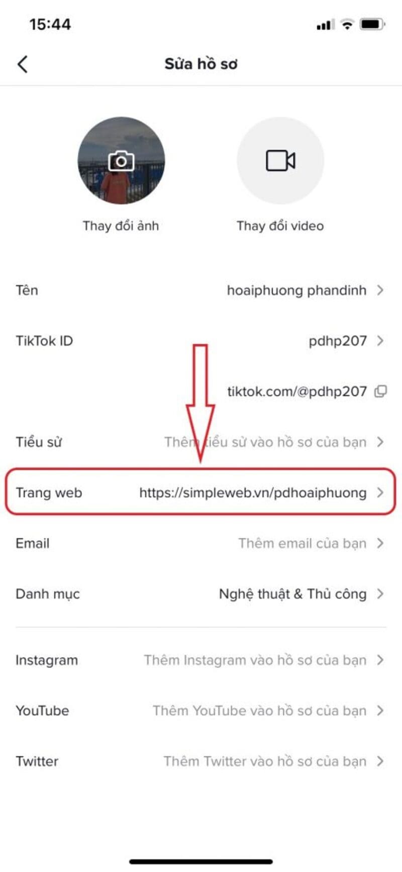 Thêm link tiếp thị liên kết vào Bio