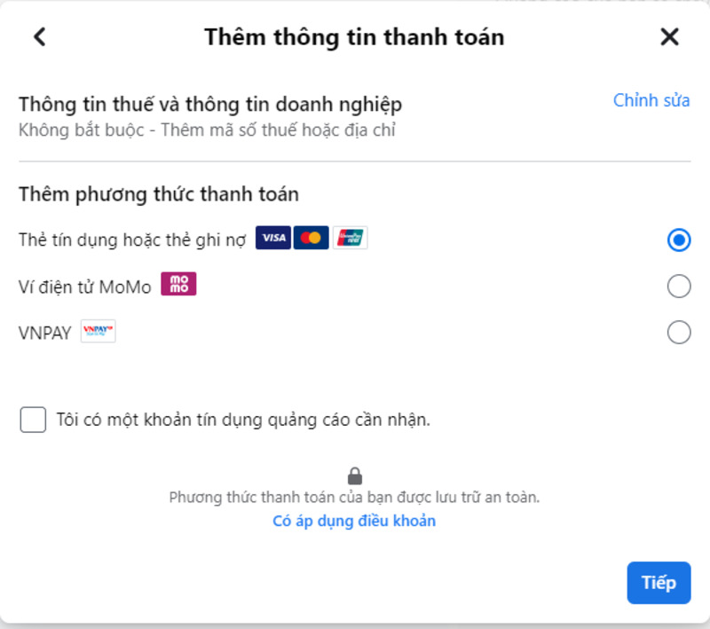 Phương thức thanh toán bị giới hạn trong khu vực