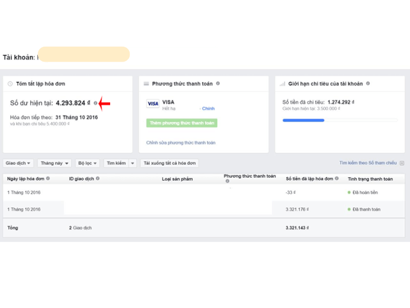 Facebook trừ tiền quảng cáo sai do nợ tiền quảng cáo