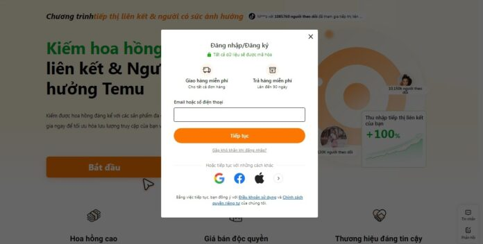 Cách đăng ký tham gia Temu Affiliate tại Việt Nam