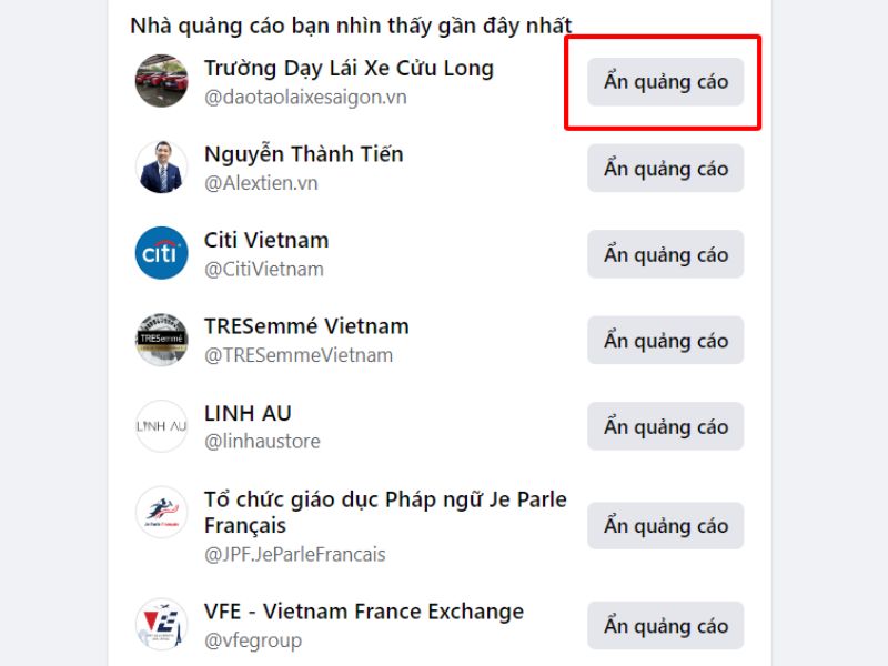 tắt quảng cáo trên fanpage