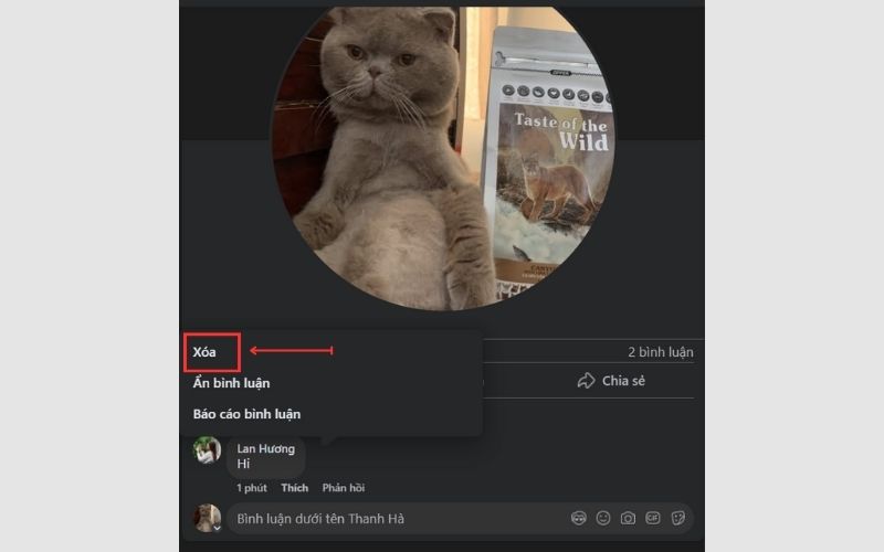 cách xóa bình luận trên facebook