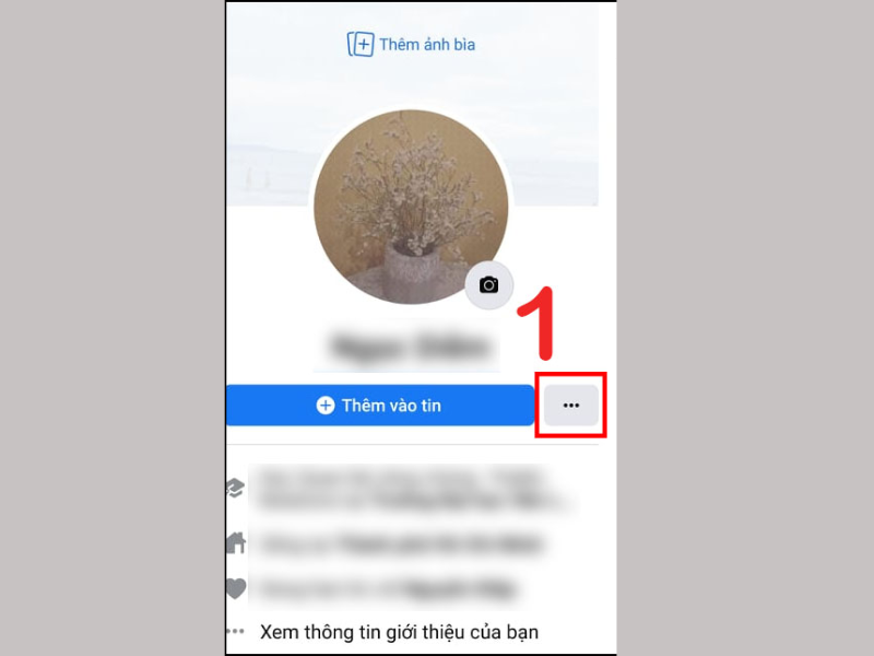 Click vào dấu 3 chấm trên màn hình cạnh mục “Thêm tin”