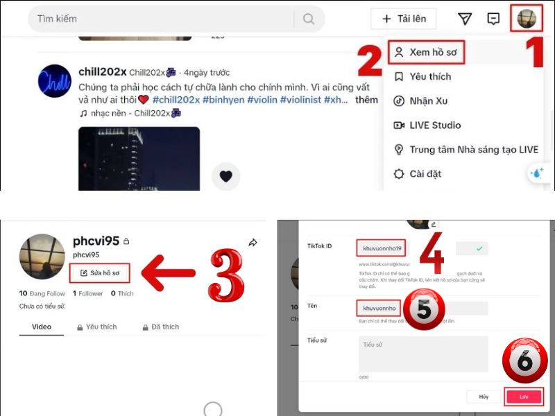 Cách sửa tên tài khoản TikTok bằng máy tính